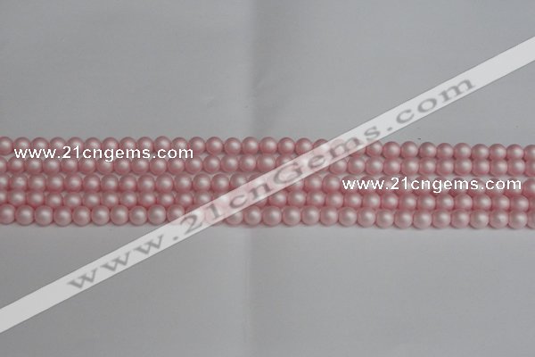 CSB1370 15.5 inches 4mm matte round shell pearl beads wholesale