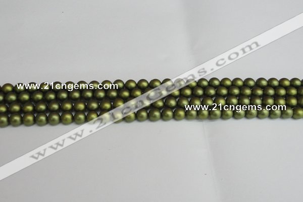 CSB1395 15.5 inches 4mm matte round shell pearl beads wholesale