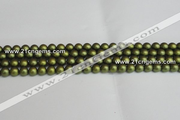 CSB1397 15.5 inches 8mm matte round shell pearl beads wholesale