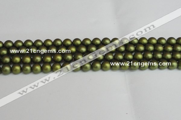 CSB1398 15.5 inches 10mm matte round shell pearl beads wholesale