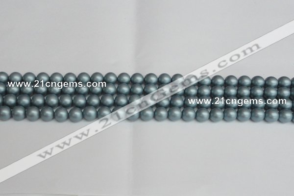 CSB1435 15.5 inches 4mm matte round shell pearl beads wholesale