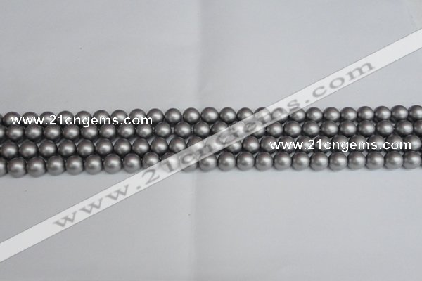 CSB1440 15.5 inches 4mm matte round shell pearl beads wholesale