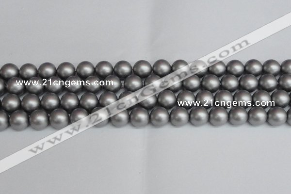 CSB1444 15.5 inches 12mm matte round shell pearl beads wholesale