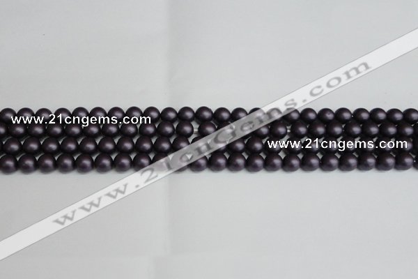 CSB1445 15.5 inches 4mm matte round shell pearl beads wholesale