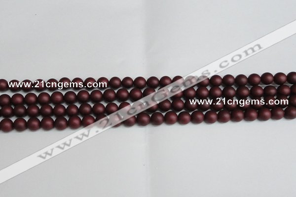 CSB1450 15.5 inches 4mm matte round shell pearl beads wholesale