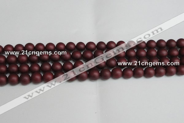 CSB1453 15.5 inches 10mm matte round shell pearl beads wholesale