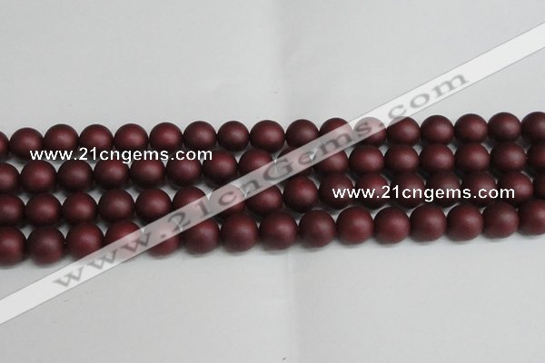 CSB1454 15.5 inches 12mm matte round shell pearl beads wholesale