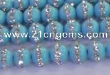 CSB1510 15.5 inches 6mm round shell pearl with rhinestone beads