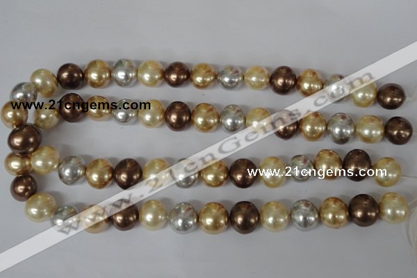 CSB155 15.5 inches 12*15mm – 13*16mm oval mixed color shell pearl beads