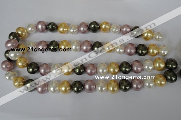 CSB156 15.5 inches 12*15mm – 13*16mm oval mixed color shell pearl beads