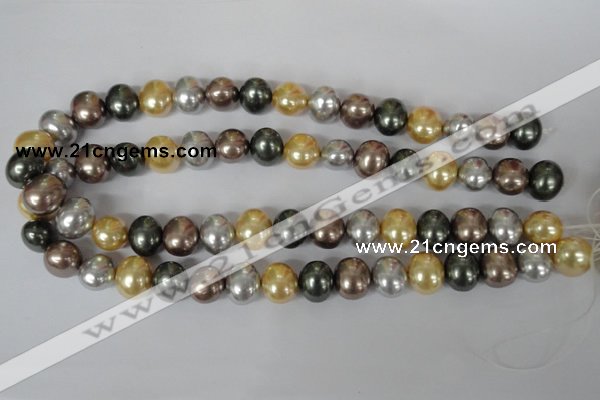 CSB158 15.5 inches 12*15mm – 13*16mm oval mixed color shell pearl beads