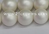 CSB1605 15.5 inches 14mm round matte shell pearl beads wholesale