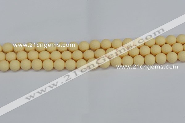 CSB1801 15.5 inches 6mm faceetd round matte shell pearl beads