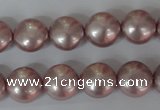 CSB181 15.5 inches 12mm flat round shell pearl beads wholesale