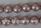 CSB181 15.5 inches 12mm flat round shell pearl beads wholesale