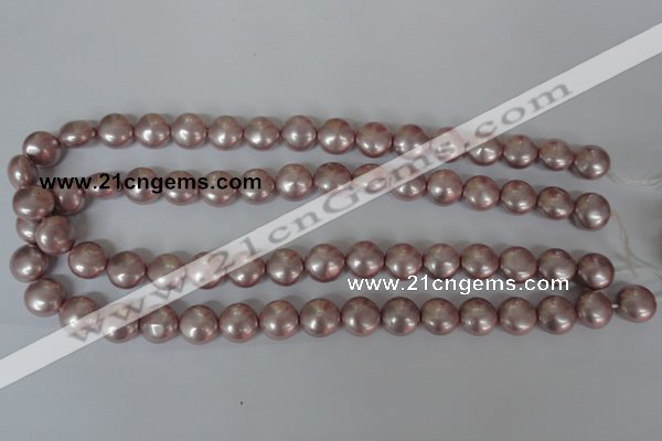 CSB181 15.5 inches 12mm flat round shell pearl beads wholesale