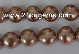 CSB182 15.5 inches 12mm flat round shell pearl beads wholesale
