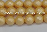 CSB1821 15.5 inches 6mm faceetd round matte shell pearl beads