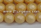 CSB1824 15.5 inches 12mm faceetd round matte shell pearl beads