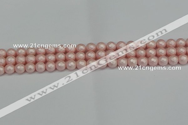 CSB1831 15.5 inches 6mm faceetd round matte shell pearl beads