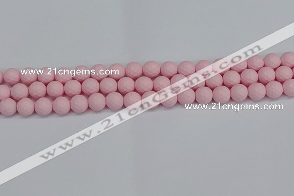 CSB1841 15.5 inches 6mm faceetd round matte shell pearl beads