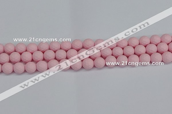 CSB1842 15.5 inches 8mm faceetd round matte shell pearl beads