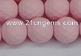 CSB1845 15.5 inches 14mm faceetd round matte shell pearl beads