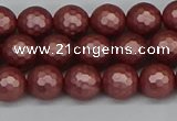 CSB1861 15.5 inches 6mm faceetd round matte shell pearl beads