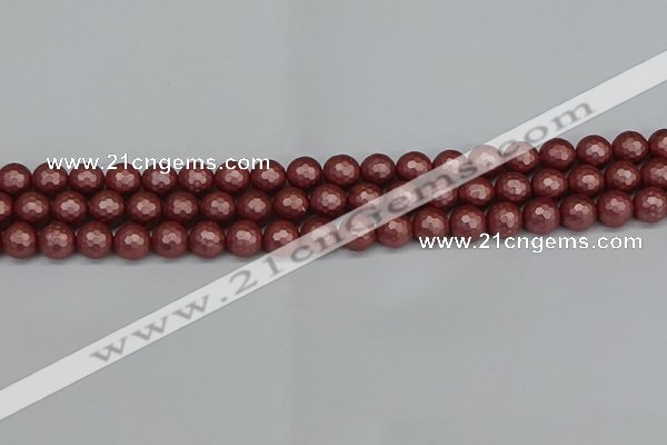 CSB1861 15.5 inches 6mm faceetd round matte shell pearl beads