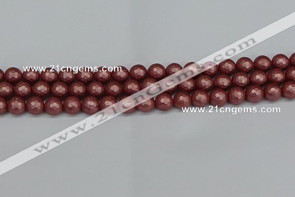 CSB1862 15.5 inches 8mm faceetd round matte shell pearl beads