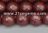 CSB1864 15.5 inches 12mm faceetd round matte shell pearl beads