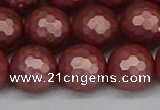 CSB1865 15.5 inches 14mm faceetd round matte shell pearl beads