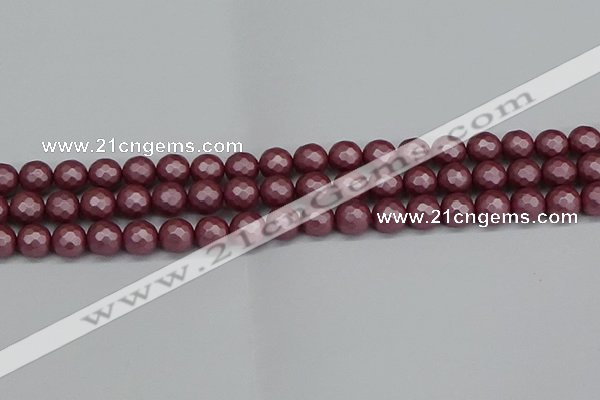 CSB1871 15.5 inches 6mm faceetd round matte shell pearl beads