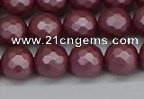 CSB1872 15.5 inches 8mm faceetd round matte shell pearl beads