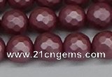 CSB1873 15.5 inches 10mm faceetd round matte shell pearl beads