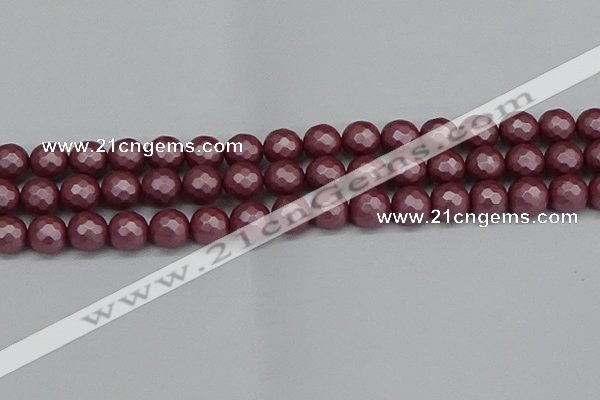 CSB1873 15.5 inches 10mm faceetd round matte shell pearl beads