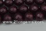 CSB1881 15.5 inches 6mm faceted round matte shell pearl beads