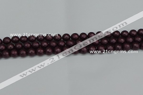 CSB1881 15.5 inches 6mm faceted round matte shell pearl beads