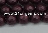 CSB1882 15.5 inches 8mm faceted round matte shell pearl beads