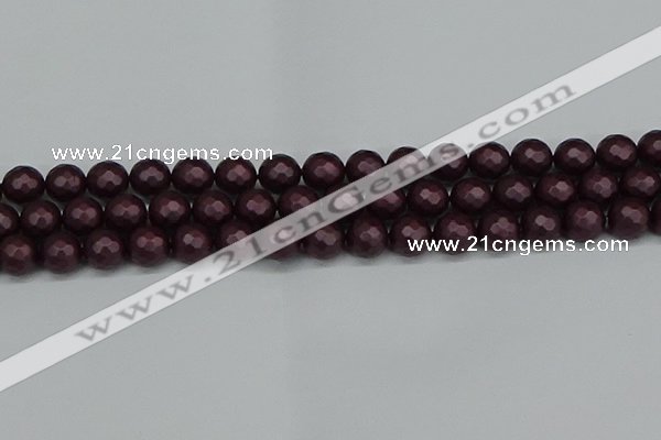 CSB1882 15.5 inches 8mm faceted round matte shell pearl beads