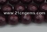 CSB1883 15.5 inches 10mm faceted round matte shell pearl beads