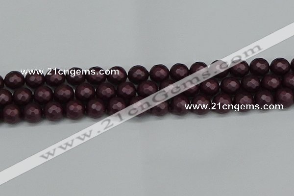 CSB1883 15.5 inches 10mm faceted round matte shell pearl beads