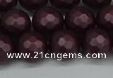 CSB1884 15.5 inches 12mm faceted round matte shell pearl beads