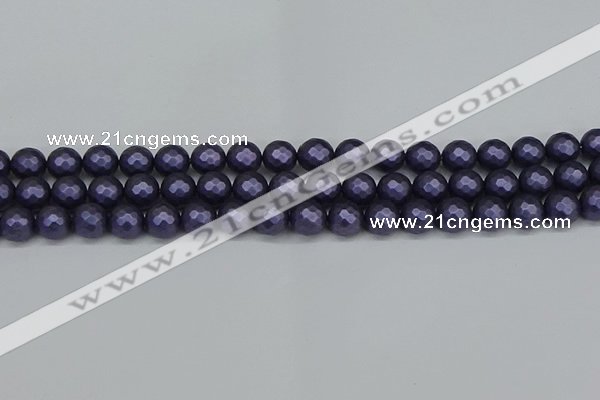 CSB1892 15.5 inches 8mm faceted round matte shell pearl beads