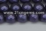 CSB1893 15.5 inches 10mm faceted round matte shell pearl beads