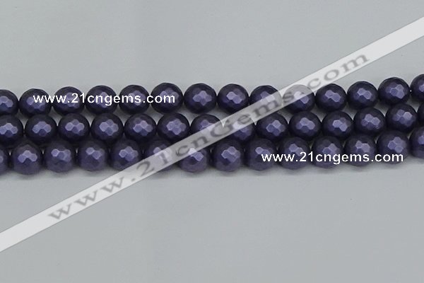 CSB1894 15.5 inches 12mm faceted round matte shell pearl beads