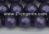 CSB1895 15.5 inches 14mm faceted round matte shell pearl beads