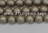 CSB1901 15.5 inches 6mm faceted round matte shell pearl beads