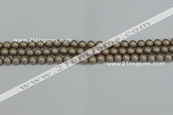 CSB1901 15.5 inches 6mm faceted round matte shell pearl beads