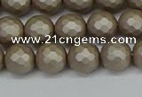 CSB1903 15.5 inches 10mm faceted round matte shell pearl beads